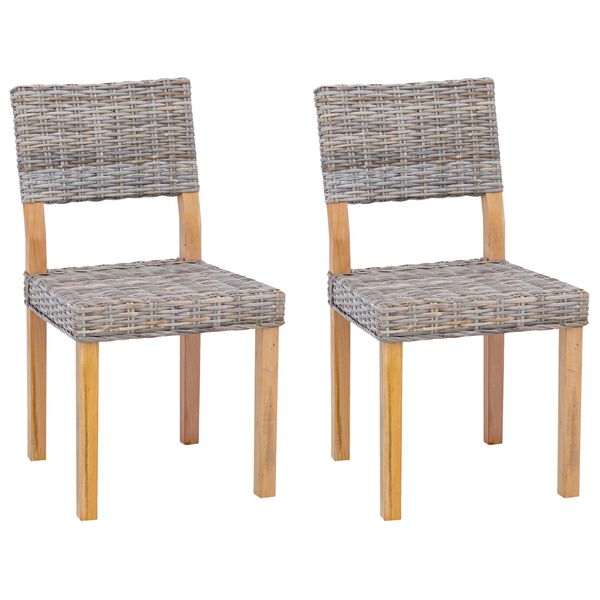 vidaXL Cadeira de jantar 2 pcs Cinza Kubu 46 x 55 x 84 cm Rattan Kubu