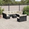 vidaXL 12 pcs conjunto de sofás de jardim c/ almofadões vime PE preto