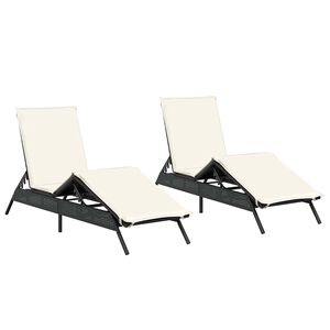 vidaXL Espregui&ccedil;adeiras com almofad&otilde;es 2 pcs vime PE preto