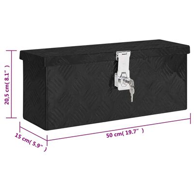 vidaXL Caixa de arrumação 50x15x20,5 cm alumínio preto