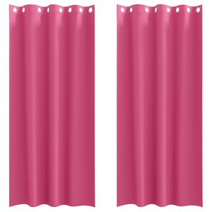 vidaXL Cortinas Blackout com Argolas 2 unid. Rosa Brilhante Poli&eacute;ster