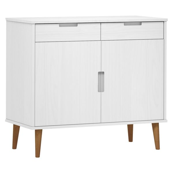 vidaXL Aparador MOLDE 90x40x80 cm pinho maci&ccedil;o branco