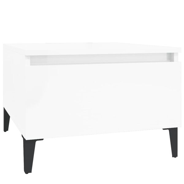 vidaXL Mesa de apoio 50x46x35 cm derivados de madeira branco brilhante