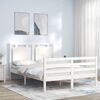 vidaXL Estrutura de cama com cabeceira 120x200cm madeira maci&ccedil;a branco