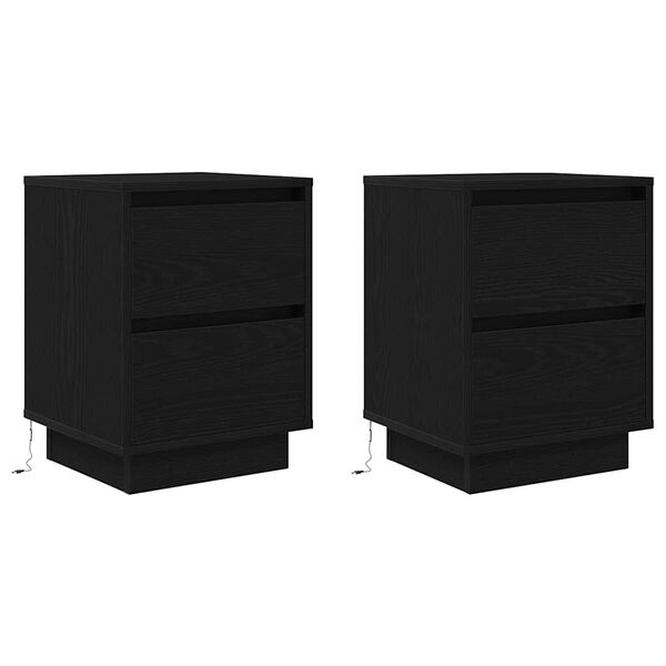 vidaXL Mesas cabeceira c/ luzes LED 2 pcs 38x34x50 cm preto