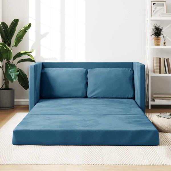 vidaXL Sof&aacute;-cama sem p&eacute;s 122x204x55 cm veludo azul