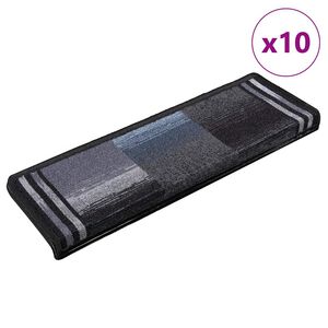 vidaXL Tapetes de escadas adesivos 10 pcs 65x21x4 cm preto e cinzento