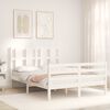 vidaXL Estrutura de cama com cabeceira 140x200cm madeira maciça branco