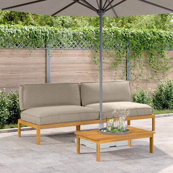 vidaXL Conjunto de Sof&aacute;s Liso Cinzento-acastanhado 240 x 92 x 69 cm