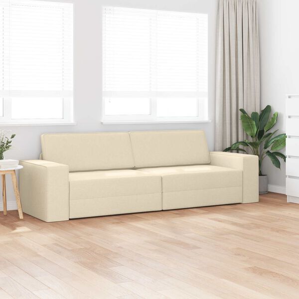vidaXL Sof&aacute;-Cama 200cm Creme tecido