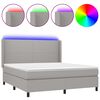 vidaXL Cama box spring c/ colch&atilde;o e LED 160x200 cm tecido cinza-claro