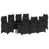 vidaXL Conjunto de Jantar para Jardim com almofada 9 pcs Preto vime PE