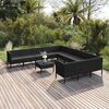 vidaXL 12 pcs conjunto lounge de jardim c/ almofad&otilde;es vime PE preto