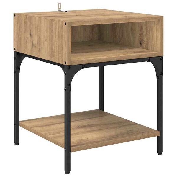 vidaXL Mesa-de-cabeceira Carvalho Artesanal 40 x 40 x 50 cm