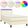 vidaXL Cama box spring c/ colch&atilde;o/LED 100x200cm couro artificial creme