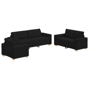 vidaXL Sof&aacute; 3 unid. Preto Tecido de mistura de linho