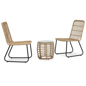 vidaXL 3 pcs conjunto bistr&ocirc; vime PE cor carvalho
