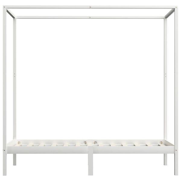 vidaXL Estrutura de cama com toldo 100x200 cm pinho maci&ccedil;o branco