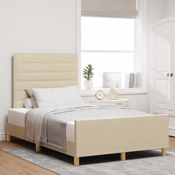 vidaXL Estrutura da Cama com cabeceira Creme 120 x 190 cm tecido