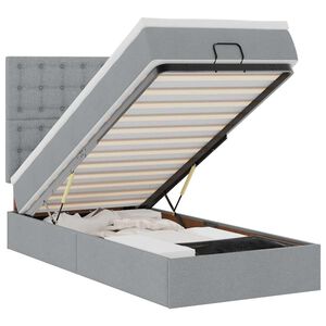 vidaXL Cama Otomana com colch&atilde;o & LEDs 90x200 cm tecido cinzento claro