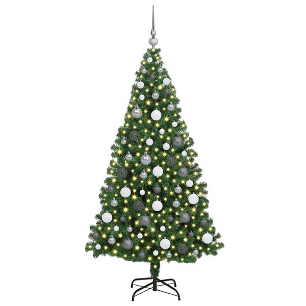 vidaXL &Aacute;rvore de Natal Artificial Verde 180 cm PVC, A&ccedil;o e Pl&aacute;stico