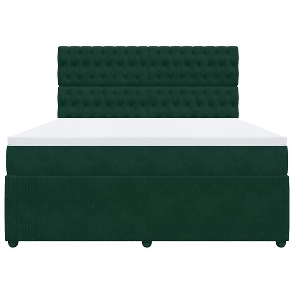 vidaXL Cama com molas/colch&atilde;o 180x200 cm veludo verde-escuro