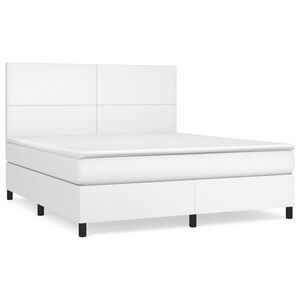 vidaXL Cama com molas/colch&atilde;o 180x200 cm couro artificial branco