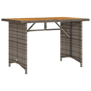 vidaXL Mesa de jardim com tampo de madeira 110x68x70 cm vime PE cinza