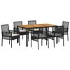 vidaXL Conjunto de Jantar para Jardim 7 unid. Preto vime PE