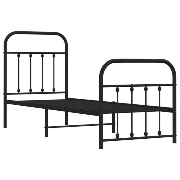 vidaXL Estrutura de cama com cabeceira e p&eacute;s 75x190 cm metal preto