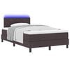vidaXL Cama Box com colch&atilde;o com led Marrom Escuro 120 x 190 cm tecido
