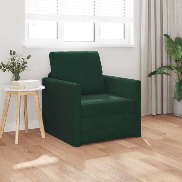 vidaXL Sof&aacute;-Cama 60cm Verde Escuro Veludo