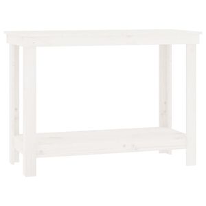 vidaXL Banco de trabalho 110x50x80 cm pinho maci&ccedil;o branco