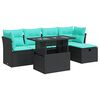 vidaXL 6 pcs conjunto sof&aacute;s jardim c/ almofad&otilde;es vime PE/ac&aacute;cia preto