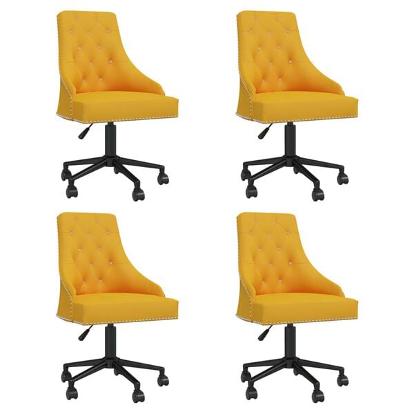 vidaXL Cadeiras de jantar girat&oacute;rias 4 pcs veludo amarelo