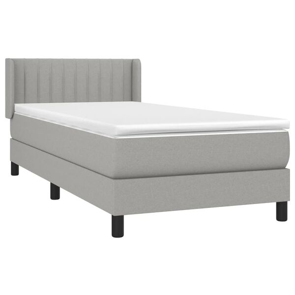 vidaXL Cama com molas/colch&atilde;o 90x200 cm tecido cinza-claro