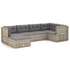 vidaXL 6 pcs conjunto lounge de jardim c/ almofad&otilde;es vime PE cinzento