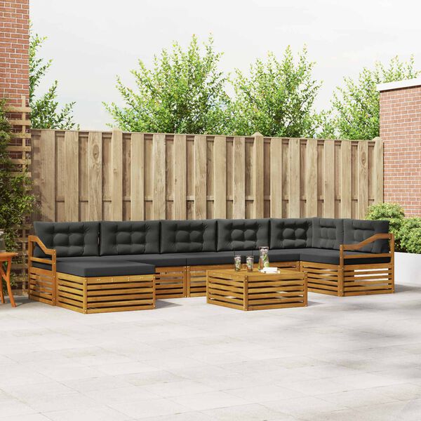 vidaXL Conjunto de Sof&aacute;s para Exterior 8 pcs Natural e Antracite