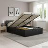 vidaXL Cama hidráulica c/ arrumação 140x200cm couro artificial preto