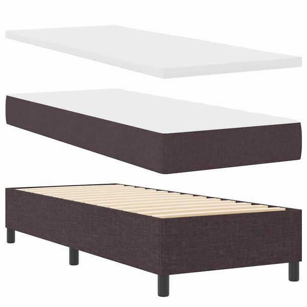 vidaXL Cama Box com colch&atilde;o Marrom Escuro 80 x 200 cm tecido