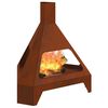 vidaXL Fire Pit Castanho 50 x 43 x 52 cm A&ccedil;o resistente &agrave;s intemp&eacute;ries