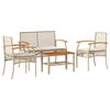 vidaXL 4 pcs conjunto lounge de jardim c/ almofad&otilde;es vime PE bege