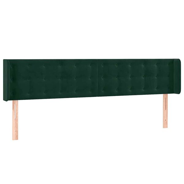 vidaXL Cabeceira de cama c/ abas veludo 203x16x78/88cm verde-escuro