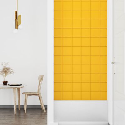 vidaXL Painel de parede 12 pcs 90x15 cm veludo 1,62 m² amarelo