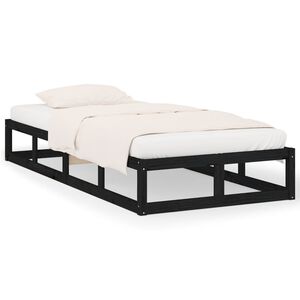 vidaXL Estrutura de cama 90x200 cm madeira maci&ccedil;a preto