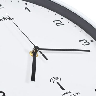 vidaXL Relógio parede controlo p/ rádio mecanismo quartzo 31cm branco