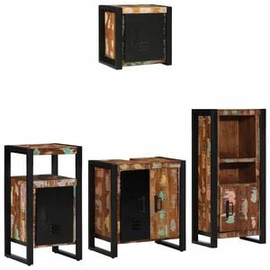 vidaXL Conjunto de M&oacute;veis para Banheiro 4 unid. Multicolorido e preto