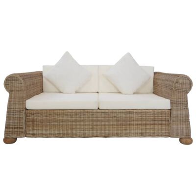 vidaXL 3 pcs conjunto de sofás com almofadões vime natural