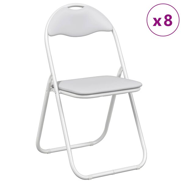 vidaXL Cadeira Dobr&aacute;vel 8 pcs Branco 48 x 43,5 x 81 cm Couro Sint&eacute;tico