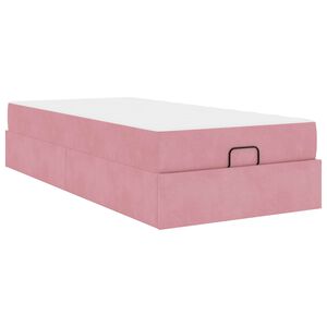 vidaXL Estrutura de cama com colch&atilde;o com colch&atilde;o 2 pcs Rosa Veludo